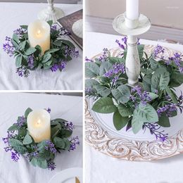 Decorative Flowers 25cm Artificial Flower Wreath Candlestick Garland Christams Wedding Party Decoration Fake For Decor
