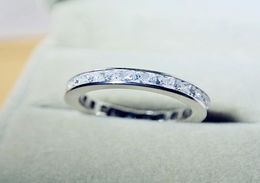 Real Eternity Luxury Full Princesscut 5a Zircon Birthstone 925 Sterling Silver Women Wedding Ring Engagement Band Gift C190412018703683