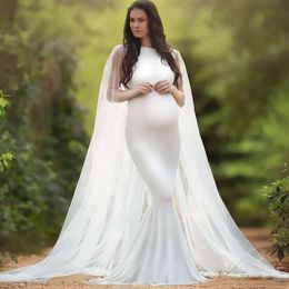 2023 Stretchy Long Lace Maternity Women Photography White Pregnant Woman Baby Shower Pregnancy Photo Shoot Dresses Gown