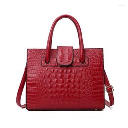Bag Crocodile Pattern Women's Hand-held 2024 Fashion Trend Brand One Shoulder PU Leather