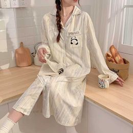 Sleep Lounge Spring 2024 Long sleeved Maternity Care Night Dress Loose Breastfeeding Pyjamas Suitable for Pregnant Womens Home Hospitals d240516