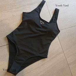 Women One-Piece Swimwear With Pads Bikini Set Push Up Shoulder Strap Letters Swimsuits Bathing Suit Swimming Suit Black Fashion 2Fb