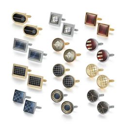 Cuff Links Mens shirt cufflinks mens luxurious wedding guest gifts round square fashionable Jewellery mens cufflinks tie clips