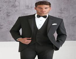 Tuxedos für Männer Anzüge Bräutigam tragen schwarze maßgeschneiderte 2021 3 -teilige Anzug Hochqualität1585661