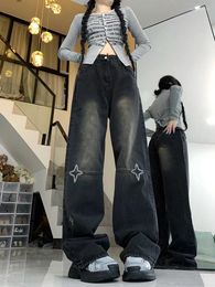 Women's Jeans Black Women High Waist Fashion American Vintage Streetwear Y2K Wide Leg Jean Female Denim Trouser Baggy Pants