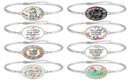 Charm Bracelets Selling 8 Pcs Pack Bible Verse Bracelet Silver Colour 25mm Art Glass Dome Scripture Christian Jewellery Faith GiftC3781939