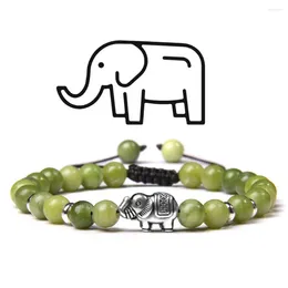 Charm Bracelets Lucky Elephant Bracelet Adjustable Natural Stone 8mm Beads Braided For Women Men Friendship Good Luck Handmade Jewelry