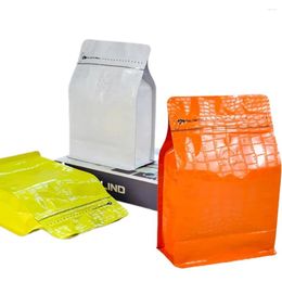 Storage Bags 100pcs Orange/yellow 250g 500g Flat Bottom Aluminium Foil Food Packaging Zipper Bag Coffee Powder Bean Pouch With Customization