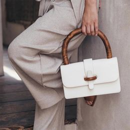 Shoulder Bags Luxury Handbags Women Designer Wooden Handle Small Square Bag Vintage Pu Leather Hand 2024 Bolsa De Hombro