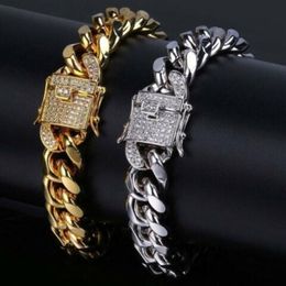 18k Gold Plated Stainless Steel Miami Cuban Curb Link Men's Chain Bracelet 12mm 189W