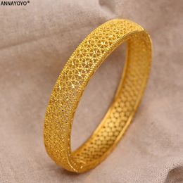 24k Dubai Gold Colour Bangles For Women Dubai Bride Wedding Ethiopian Bracelet Africa Bangle Arab Jewellery Gold Charm Bracelet 240517
