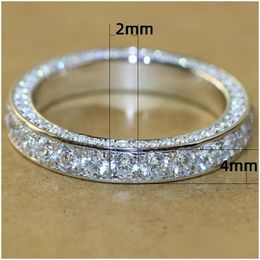 Rings Eternity Finger Ring 14K Gold Color Aaaaa Zircon Engagement Band For Women Men Promise Birthday Party Jewelry Gift Drop Deliver Dh0Sr