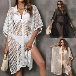 Oversize Fish Net Shirt Bikini Swimwear Bathing Suit Cover-ups Sexy Women See Through Beach Cover Up Wear