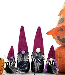 Party Gift Halloween Witch Gnomes Plush For Tier Tray Decor Handmade Fall Gnome Autumn Faceless Doll Table Ornaments Gifts9532045