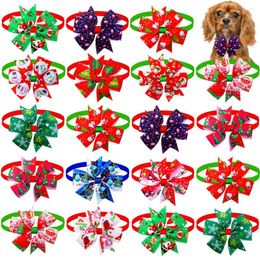 Dog Apparel 50PCS Christmas Accessories Bow Tie Pet Cat Xmas Bowties Neckties Small Holiday Party Grooming Accessores