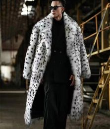 Men039s Fur Faux leopard print fur integrated man coat long suit collar imitation trend winter warm jacket 2209242916940