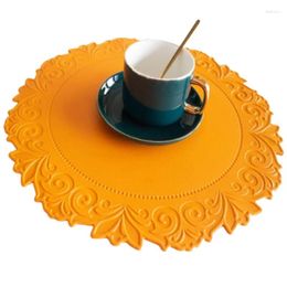 Table Mats Round Faux Leather Placemats Orange Black Blue Grey Pink Red Green Kitchen Accessories Outdoor Indoor Place 38CM