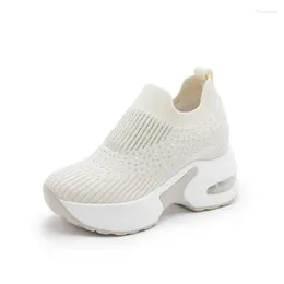 Casual Shoes 2024 Trends Rhinestone For Women Mesh Increased Platform Tennis Sneakers Female Slip-on Vulcanised Running Shoe