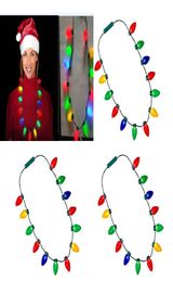 13 Bulb LED Flashing Necklace Light Bulbs Flashlight Luminous Christmas Decorations Charm Party Favor Gift Supplies 100pcs DHL SHI9942237