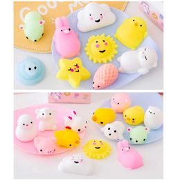 10PCS Decompression Toy TPR Soft Glue Finger Exercise Toys Cartoon Random Style Squeeze Stress Relief Toys Game Props Elastic for Children Holiday Gifts