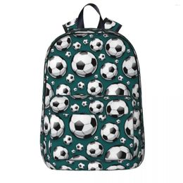 Backpack Soccer Ball Balls Pattern Blue Football Sport Sports Backpacks Bookbag Students School Bag Cartoon Laptop Rucksack Shoulder