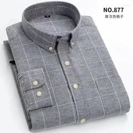 Men's Casual Shirts Spring Autumn Square Neck Middle Youth Solid Cardigan Oxford Textile Fashion Versatile Long Sleeve Button Shirt Tops