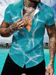 Men's Casual Shirts Hawaiian Shirt With Ocean Pattern 3D Printed Top Summer Fashion Holiday Short Sleeved Lapel Button Clothing