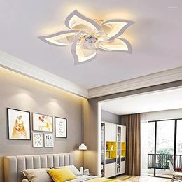 Ceiling Lights LED Silent Fan Light With Remote Control And APP Dimming Function Flower Acrylic Shade For Living Room Bedroom