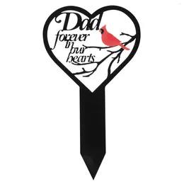 Garden Decorations Outdoor Decor Cemetery Memorial Stake Decorate Grave Stakes Marker Metal Heart Shaped Yard Sign