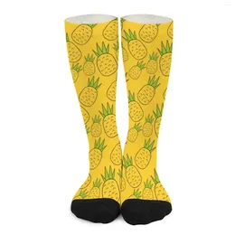 Women Socks Cute Pineapple Stockings Tropical Fruit Print Design Novelty Spring Anti Sweat Couple Cycling Warm Soft