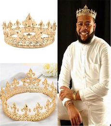 Baroque Vintage Royal King Crown For Men Full Round Sliver Big Gold Tiaras And Crowns Prom Party Costume Hair Accessories 220125243099706