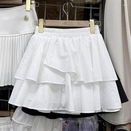 Skirts Irregular Ruffles Short Slimming Solid Mini Cake Skirt Women 2024 Spring Summer Harajuku Streetwear Outfits