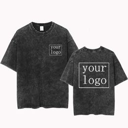 Customised Printed Cotton T Shirt Harajuku Mens Top DIY Your Like Po T-shirt Vintage Personalised Custom Short Sleeves 240517