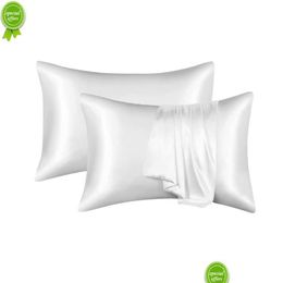 Pillow Case New 100% Natural Mberry Silk Pillowcase White Black Grey Blue Bed Decorative Ers Luxury Comfortable Home Bedding Drop Deli Dhpqp