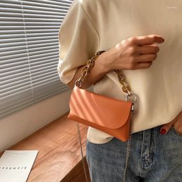 Waist Bags Luxury Metal Chain Shoulder For Women Lady Small Clutches 2024 Pu Leather Crossbody Bag Mini Phone Purse Sac