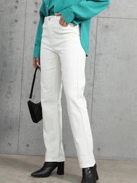 Women's Jeans YK2 Street Tight Elastic Straight Wide Leg Autumn Fashion Korean Women High Waist Retro White Denim Pants