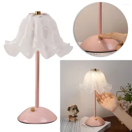 Table Lamps Retro French Romantic Flower Desk Lamp USB Rechargeable Metal Base Touch Control Stepless Dimming For Children And Girls Bedroom