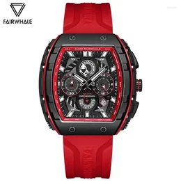 Wristwatches Mark Fairwhale Fashion Men's Watches Sports Silicone Strap Quartz Wristwatch Resin Case Tonneau Man Gift Drop