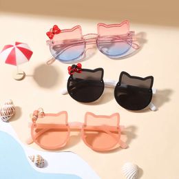 Summer Children Cute Sunglasses Acrylic Bow Outdoor UV Protection Sun Glasses Baby Girls Classic Kids Boy UV400 Eyewear L2405