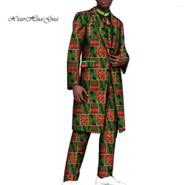 Ethnic Clothing 3 Pieces Set For Men Traditional Africa Pants Suits Party Long Blazer Sets Plus Size African Outfits WYN1551