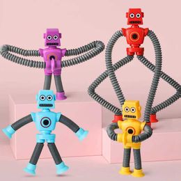 Other Toys Variable and interesting cartoon robot telescopic tube toy childrens puzzle stretching suction cup robot toy DIY telescopic pressure relief toy