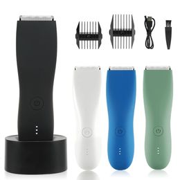Body Hair Trimmer Shaver for Men Ball Trimmer Groin Pubic Replaceable Ceramic Blade Groomer Electric Razor Waterproof Clipper 240511