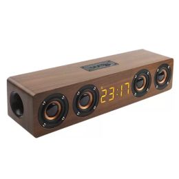 Speakers W8C Wooden Soundbar Bluetooth Speaker Music Acoustic System 20W HIFI Stereo Surround LED Display Outdoor Speaker With FM Radio