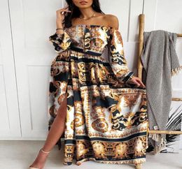 Women Boho Wrap Summer Lond Dress Holiday Maxi Loose Sundress Floral Print Vneck Long Sleeve Elegante Dresses Cocktail Party Coat4261960