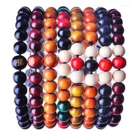 Strand 100 Pcs Natural Sandalwood Buddhist Buddha Meditation Wood Prayer Beads Horse-drawn Bracelet Women Men's Jewelry