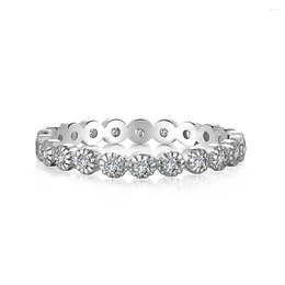 Cluster Rings 925 Sterling Silver Ring With High-end Zirconia Inlaid Circular Design Versatile Gift