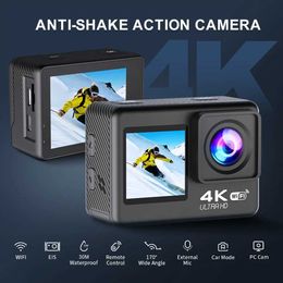 Sports Action Video Cameras Q60TR 4K 60FPS action camera 2024 new dual screen waterproof sports camera WiFi 170 wide-angle wool motorcycle driving recorder J240514