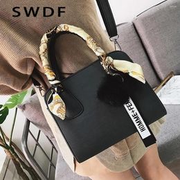 Shoulder Bags SWDF Luxury Handbags Designer Brand Fur Ball Ladies SAC A Main Lady Candy Bow Scarf Women Trend Handbag