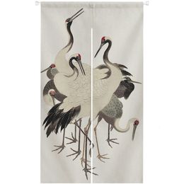 Ofat Home Chinese Six Cranes Door Curtain Japanese Noren Room Partition Kitchen Decoration Hanging Curtains 240516