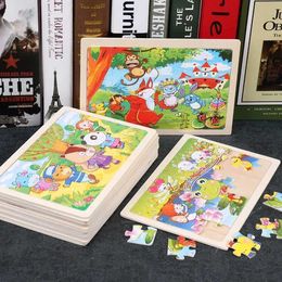 Other Toys 24 new wooden puzzles for children cartoon animals wooden puzzles for early childhood education and learning toys s5178